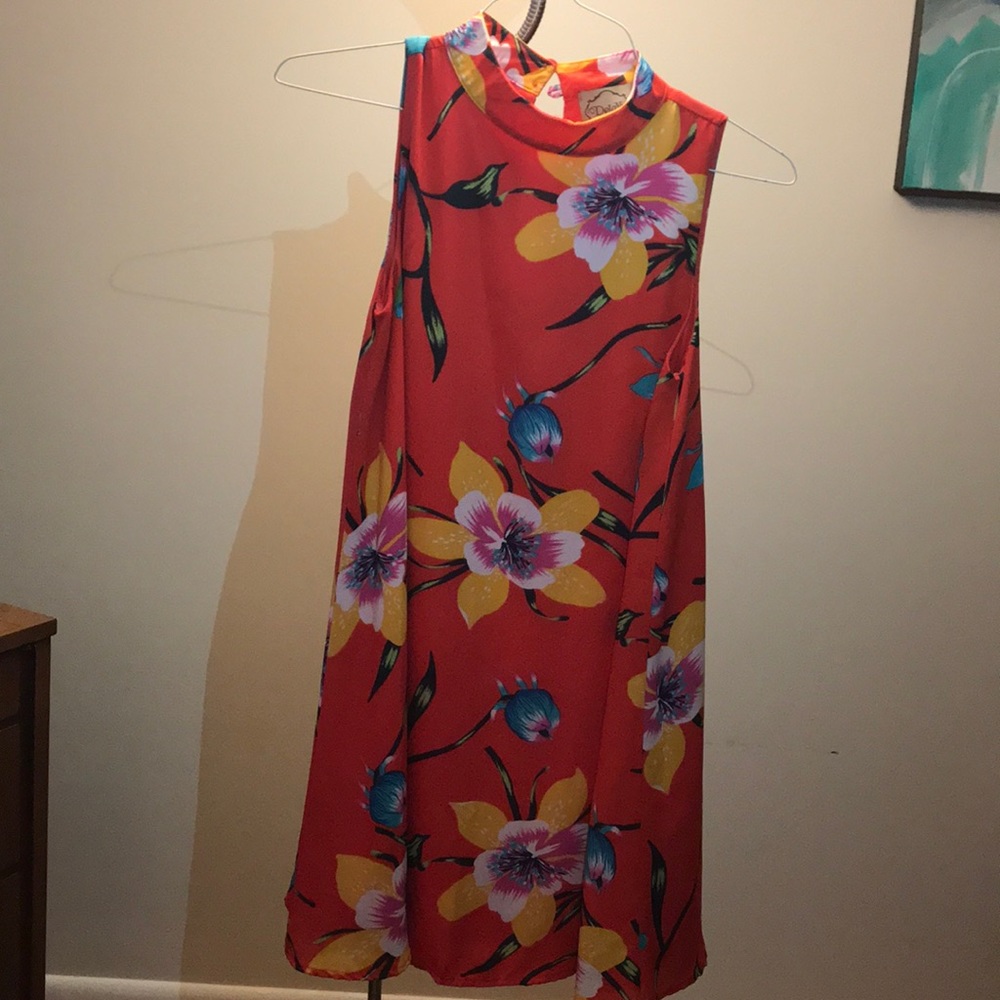 Dejavu red flower A line dress